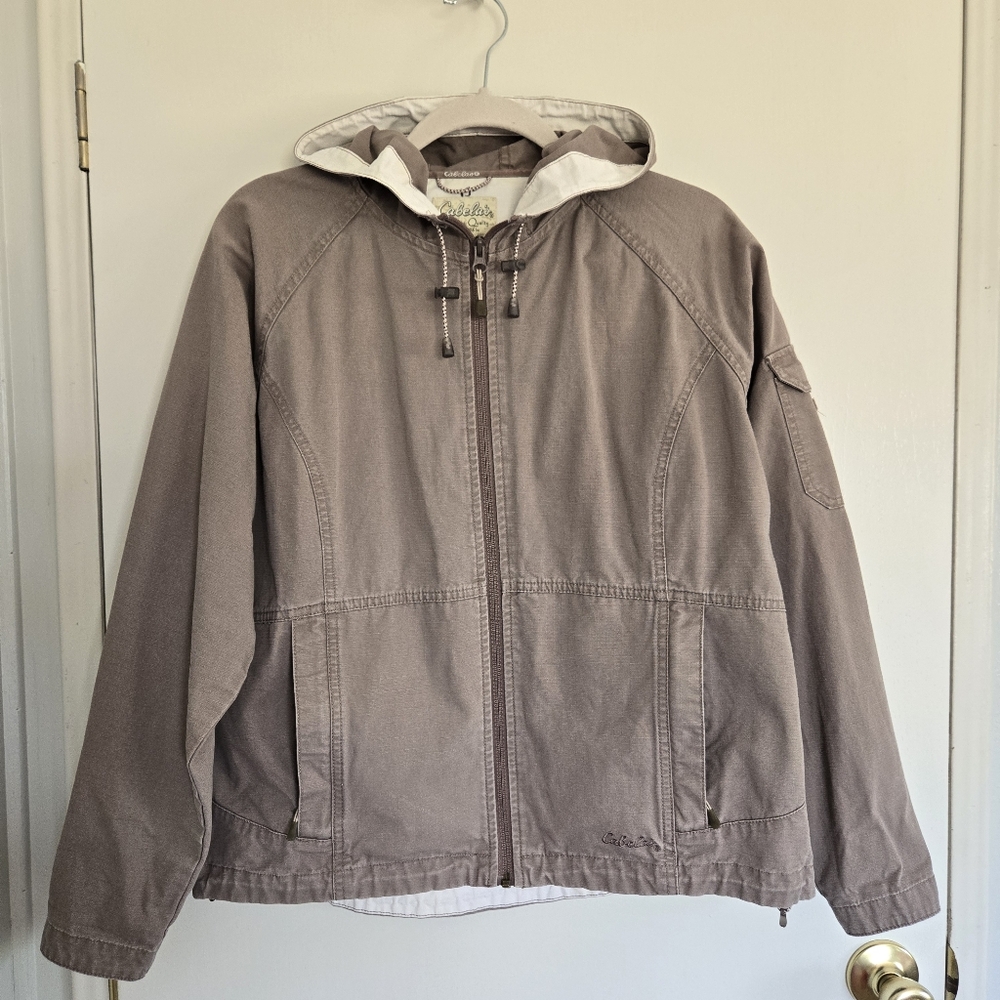 Cabela's Taupe Hooded Full Zip Jacket L